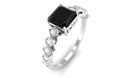 Rosec Jewels-1.5 CT Asscher Black Spinel Solitaire Engagement Ring with Diamond