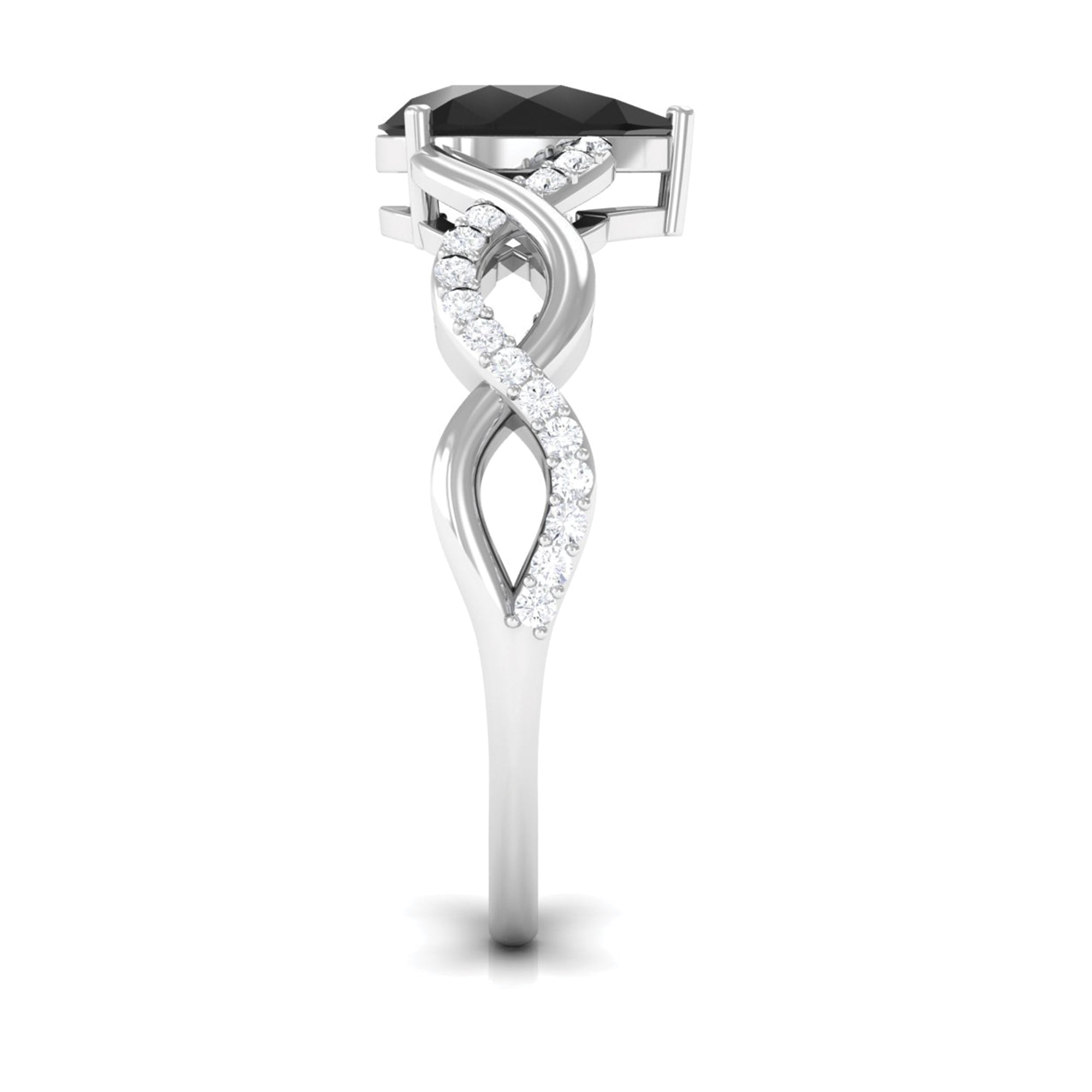 Rosec Jewels-Infinity Shank Created Black Diamond and Diamond Solitaire Engagement Ring