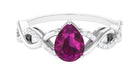 Rosec Jewels-Infinity Shank Pear Cut Rhodolite and Diamond Solitaire Engagement Ring