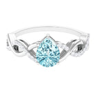 Rosec Jewels-Pear Shape Aquamarine Solitaire Infinity Ring with Diamond