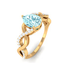 Rosec Jewels-Pear Shape Aquamarine Solitaire Infinity Ring with Diamond