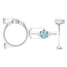 Rosec Jewels-Classic Pear Shape Aquamarine Solitaire Ring with Diamond Trio