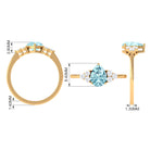 Rosec Jewels-Classic Pear Shape Aquamarine Solitaire Ring with Diamond Trio