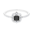 Rosec Jewels-Asscher Cut Black Diamond Statement Engagement Ring with Moissanite