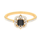 Rosec Jewels-Asscher Cut Black Diamond Statement Engagement Ring with Moissanite