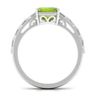 Rosec Jewels-Asscher Cut Peridot Beaded Engagement Ring with Diamond