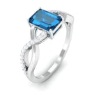 Rosec Jewels-Octagon London Blue Topaz and Diamond Crossover Engagement Ring