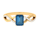 Rosec Jewels-Octagon London Blue Topaz and Diamond Crossover Engagement Ring