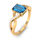 Rosec Jewels-Octagon London Blue Topaz and Diamond Crossover Engagement Ring