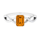 Rosec Jewels-Emerald Cut Citrine and Diamond Crossover Engagement Ring