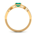 Rosec Jewels-Octagon shape Emerald and Diamond Crossover Engagement Ring