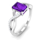 Rosec Jewels-Emerald Cut Amethyst and Diamond Infinity Engagement Ring