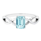 Rosec Jewels-Octagon Aquamarine and Diamond Crossover Engagement Ring