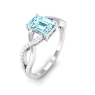 Rosec Jewels-Octagon Aquamarine and Diamond Crossover Engagement Ring