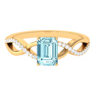 Rosec Jewels-Octagon Aquamarine and Diamond Crossover Engagement Ring