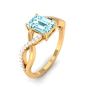 Rosec Jewels-Octagon Aquamarine and Diamond Crossover Engagement Ring