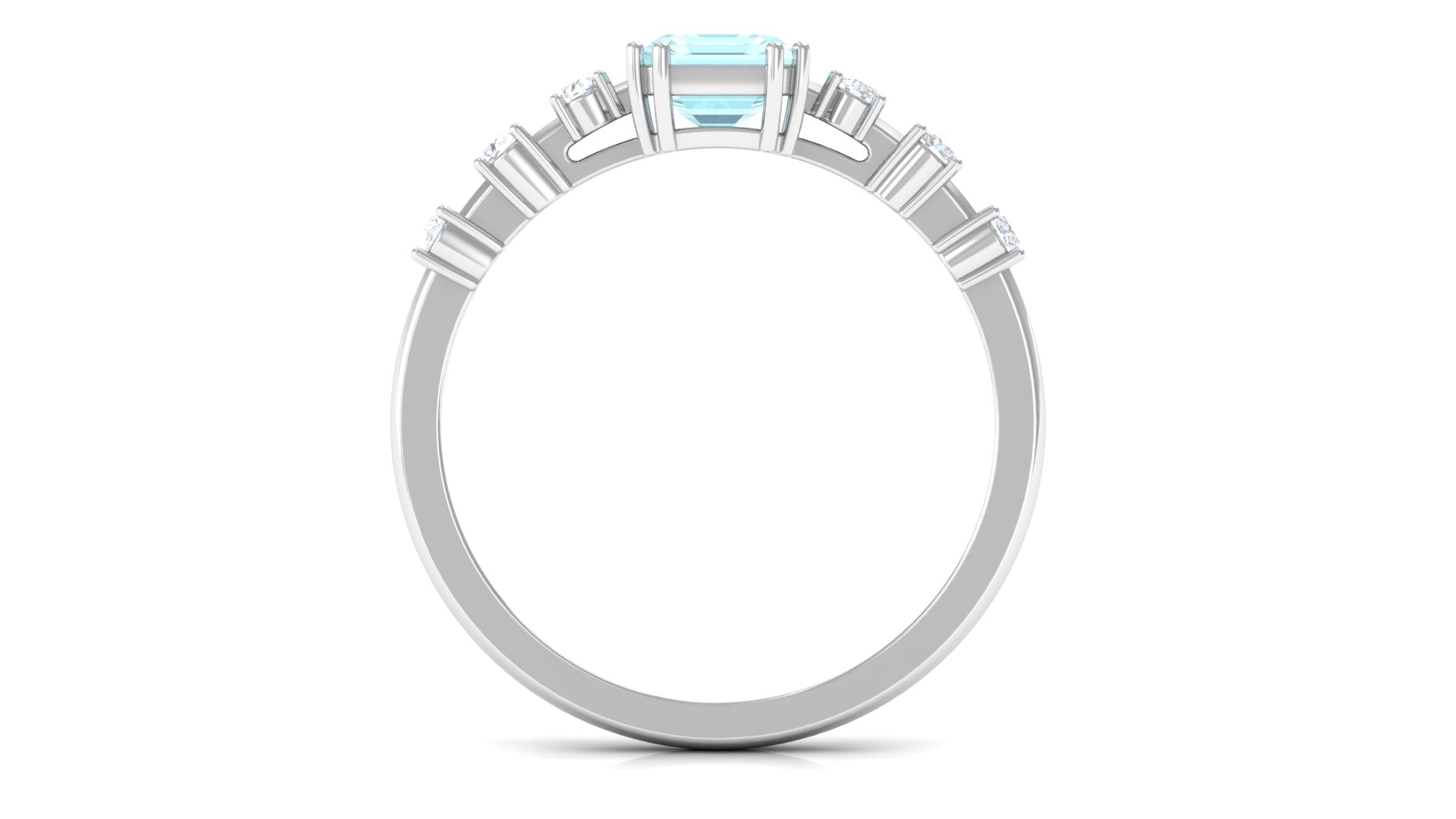 Rosec Jewels-Emerald Cut Shape Sky Blue Topaz and Diamond Solitaire Engagement Ring