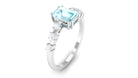 Rosec Jewels-Emerald Cut Shape Sky Blue Topaz and Diamond Solitaire Engagement Ring