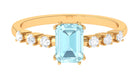 Rosec Jewels-Emerald Cut Shape Sky Blue Topaz and Diamond Solitaire Engagement Ring