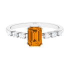 Rosec Jewels-2 CT Emerald Cut Citrine and Diamond Solitaire Engagement Ring