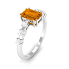 Rosec Jewels-2 CT Emerald Cut Citrine and Diamond Solitaire Engagement Ring