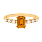 Rosec Jewels-2 CT Emerald Cut Citrine and Diamond Solitaire Engagement Ring