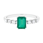 Rosec Jewels-1.5 CT Octagon shape Emerald Engagement Ring with Diamond Side Stones