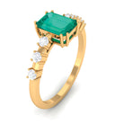 Rosec Jewels-1.5 CT Octagon shape Emerald Engagement Ring with Diamond Side Stones