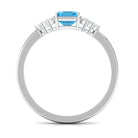 Rosec Jewels-Emerald Cut Swiss Blue Topaz Solitaire Engagement Ring with Diamond