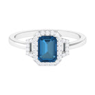 Rosec Jewels-Octagon Cut London Blue Topaz and Diamond Statement Engagement Ring