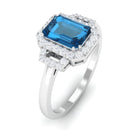 Rosec Jewels-Octagon Cut London Blue Topaz and Diamond Statement Engagement Ring