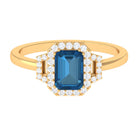 Rosec Jewels-Octagon Cut London Blue Topaz and Diamond Statement Engagement Ring