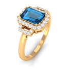 Rosec Jewels-Octagon Cut London Blue Topaz and Diamond Statement Engagement Ring