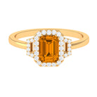 Rosec Jewels-Emerald Cut Citrine and Diamond Statement Engagement Ring