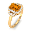 Rosec Jewels-Emerald Cut Citrine and Diamond Statement Engagement Ring