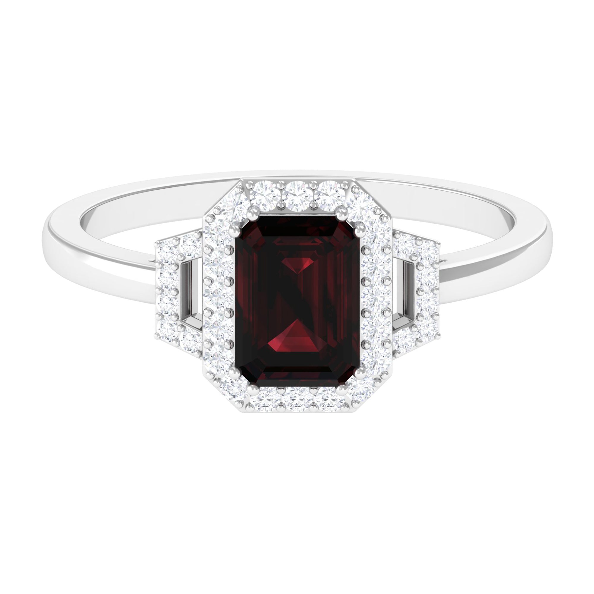 Rosec Jewels-Octagon Cut Garnet and Diamond Statement Engagement Ring