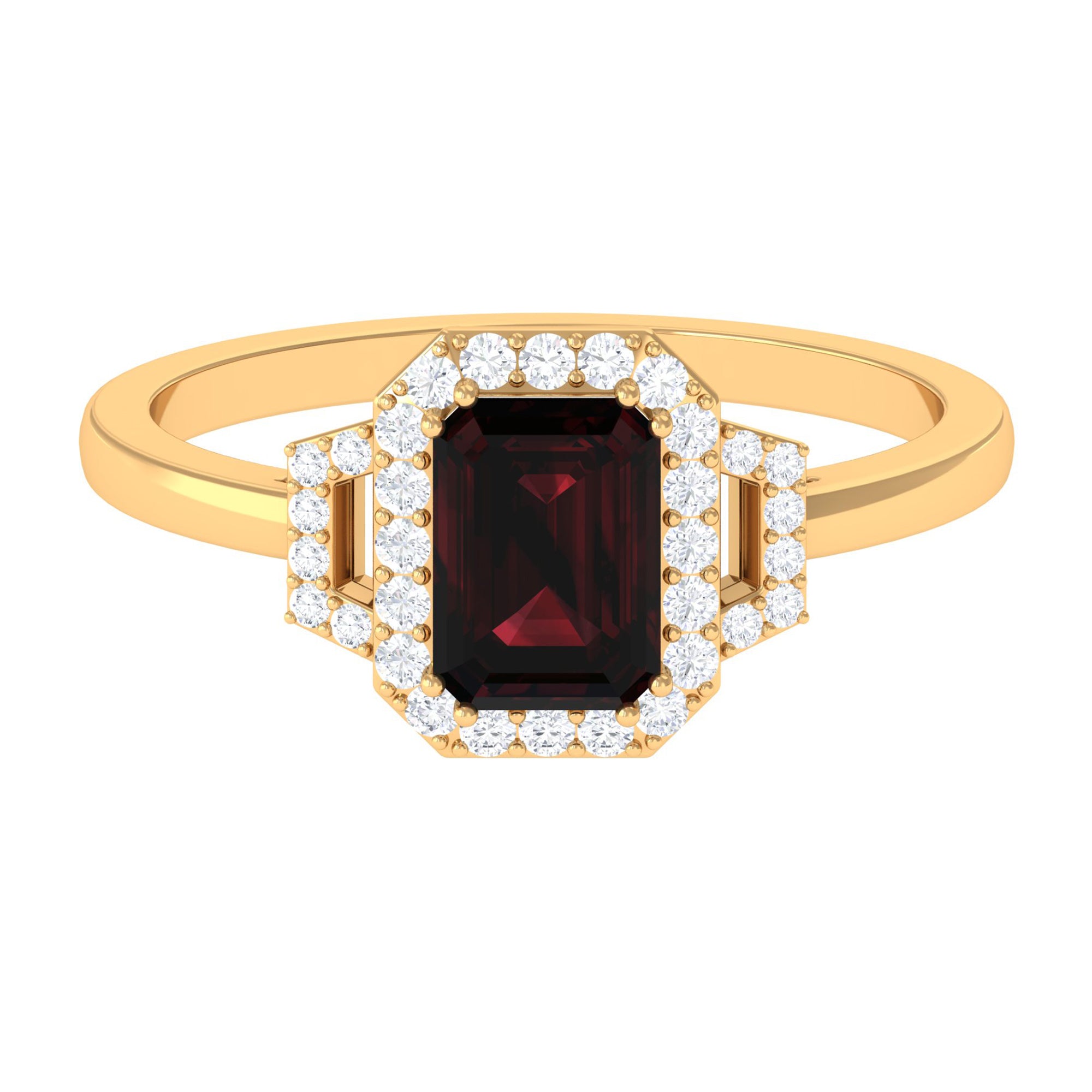 Rosec Jewels-Octagon Cut Garnet and Diamond Statement Engagement Ring