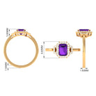 Rosec Jewels-Octagon Amethyst Statement Engagement Ring with Diamond