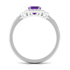 Rosec Jewels-Octagon Amethyst Statement Engagement Ring with Diamond