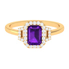 Rosec Jewels-Octagon Amethyst Statement Engagement Ring with Diamond