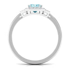 Rosec Jewels-Octagon Aquamarine Statement Engagement Ring with Diamond