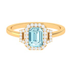 Rosec Jewels-Octagon Aquamarine Statement Engagement Ring with Diamond