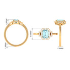 Rosec Jewels-Octagon Aquamarine Statement Engagement Ring with Diamond