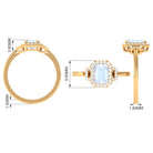 Rosec Jewels-Emerald Cut Moonstone Halo Engagement Ring with Diamond