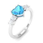 Rosec Jewels-Heart Shape Swiss Blue Topaz Solitaire Promise Ring with Diamond