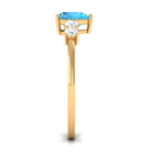 Rosec Jewels-Heart Shape Swiss Blue Topaz Solitaire Promise Ring with Diamond