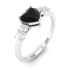 Rosec Jewels-Heart Shape Created Black Diamond Solitaire Promise Ring with Diamond