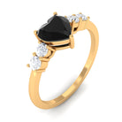 Rosec Jewels-Heart Shape Created Black Diamond Solitaire Promise Ring with Diamond