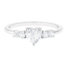 Rosec Jewels-Heart Shape Moissanite Solitaire Promise Ring with Side Stones