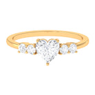 Rosec Jewels-Heart Shape Moissanite Solitaire Promise Ring with Side Stones